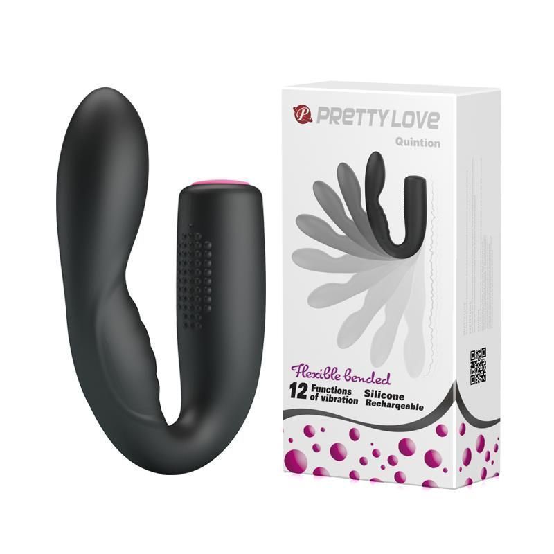 Вибратор Pretty Love Quintion, 14 см (черный)