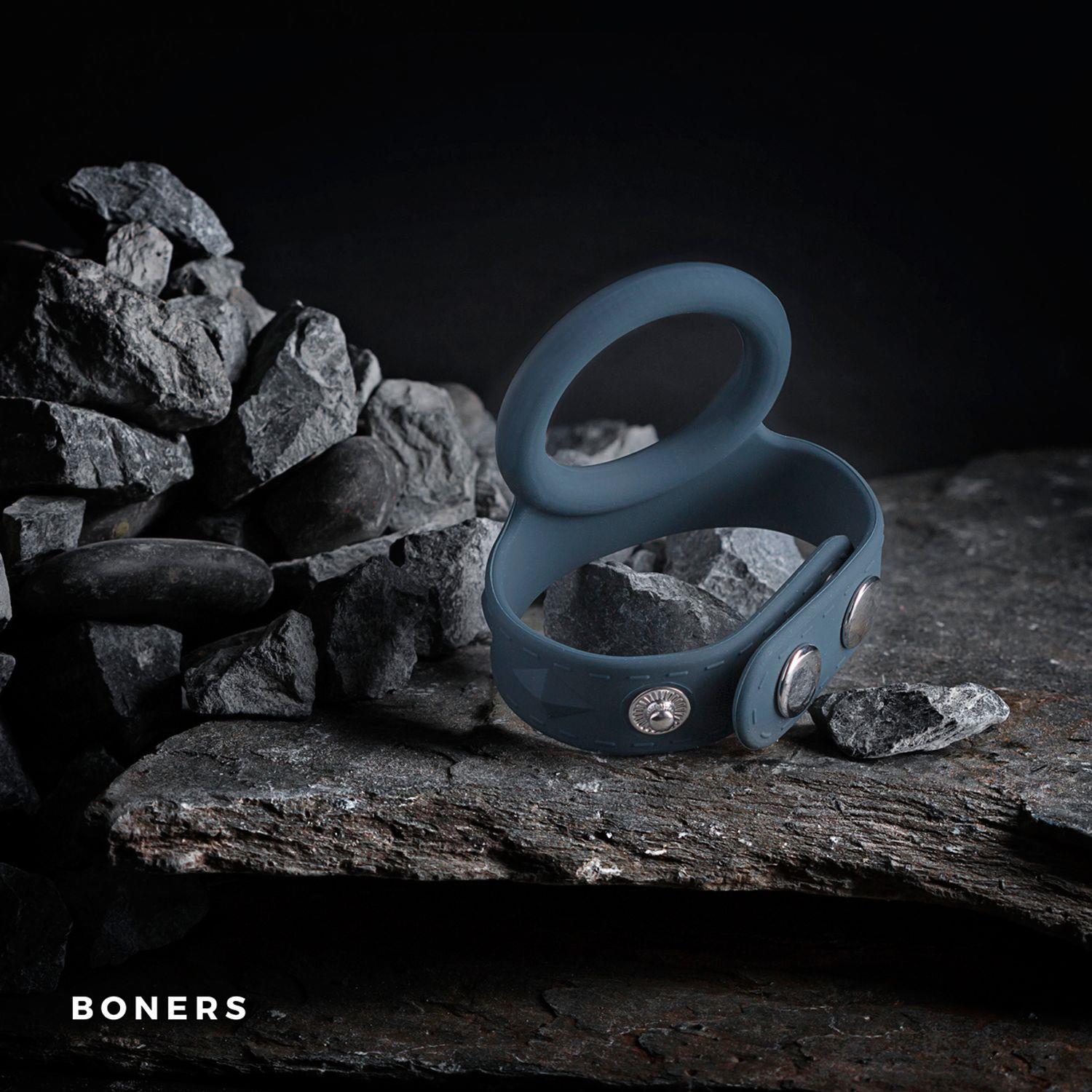 Эрекционное кольцо Boners Cock & Ball Strap, L (серый)