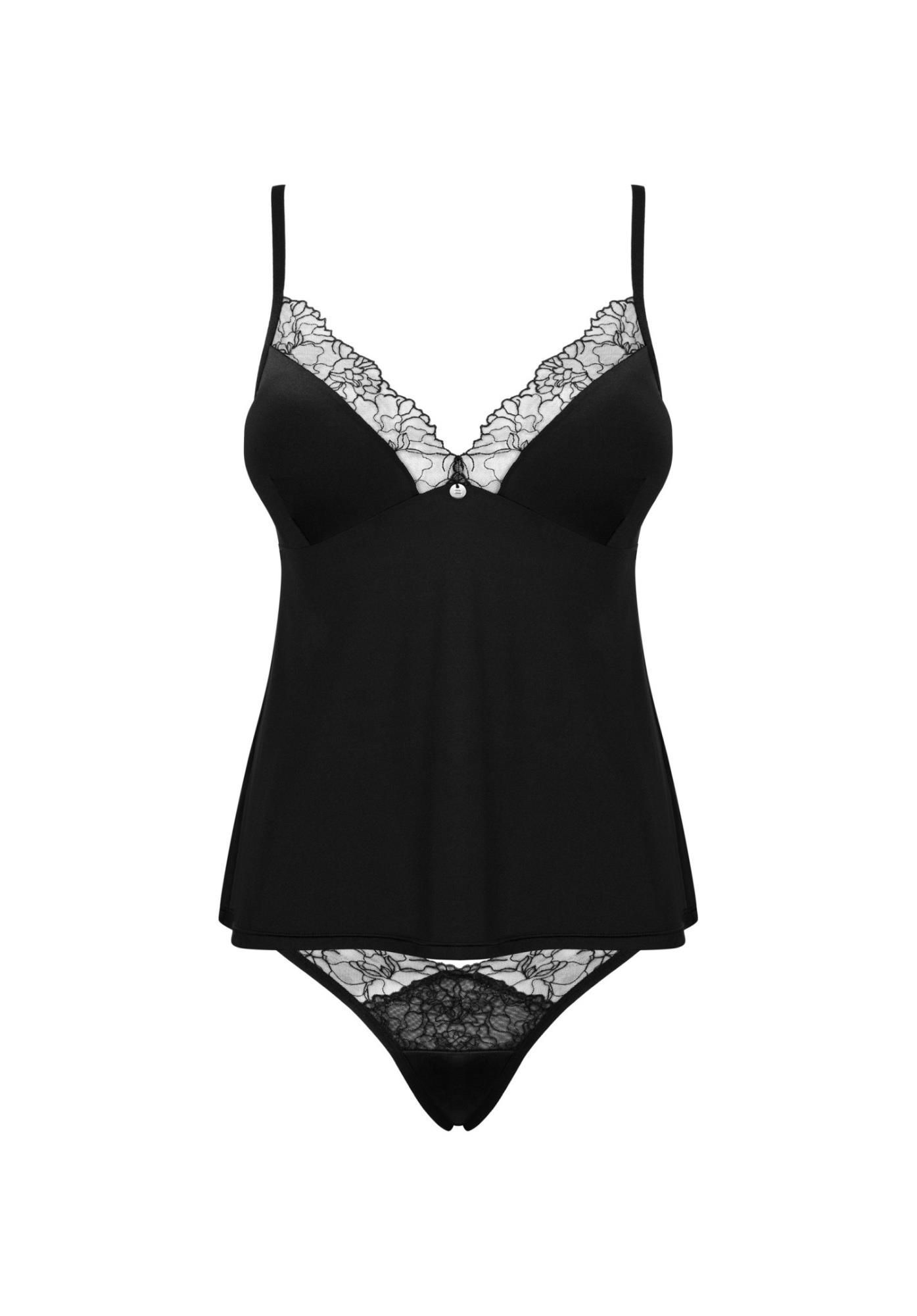 Комплект белья Obsessive Bella Rou, XL/2XL (черный)