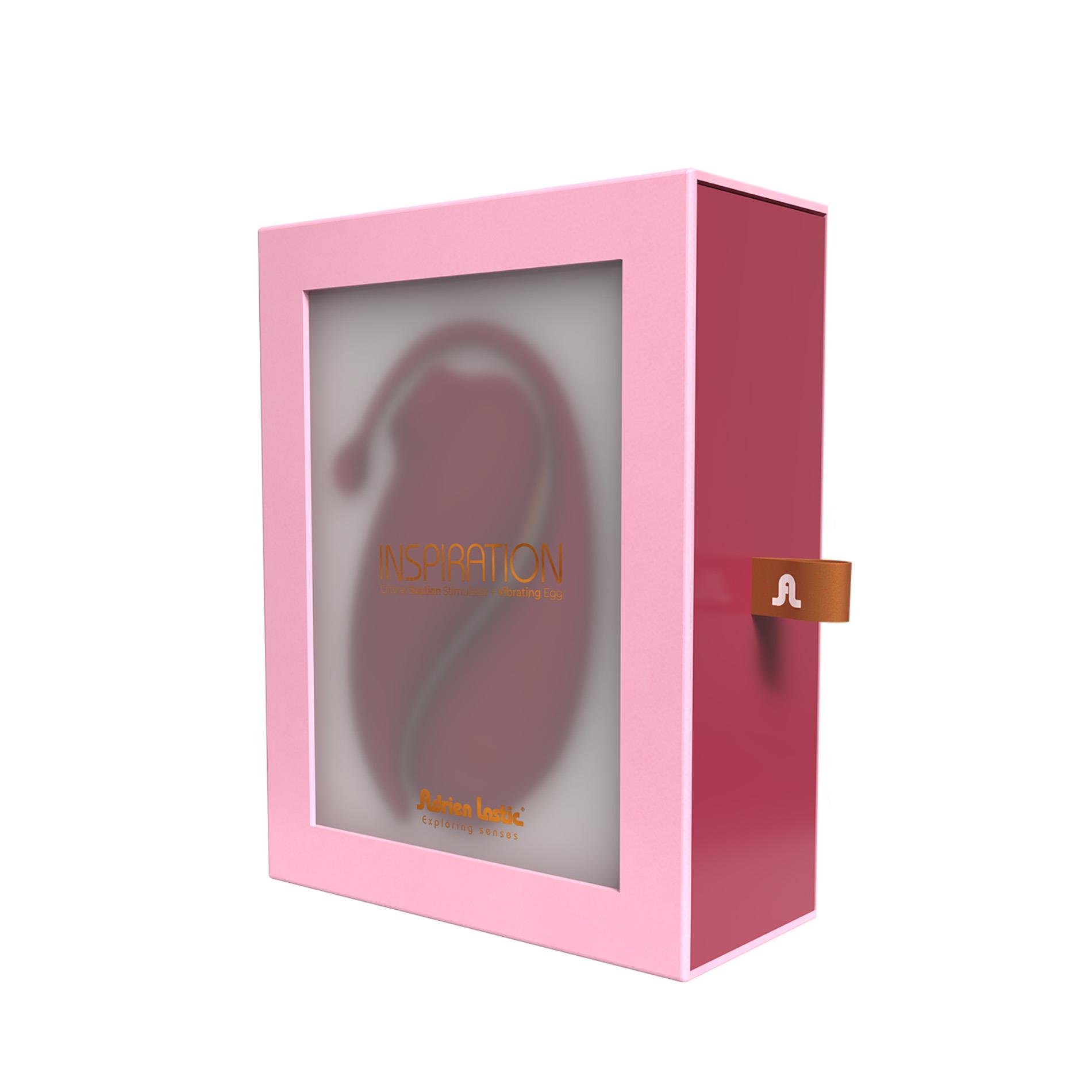 Adrien Lastic Inspiration Stimulator + Vibrating Egg - Wibrujące jajko, Bordоwy, 18 cm