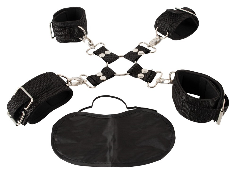 Фіксатори з наручниками Pipedream Heavy-Duty Hogtie Kit (чорний)