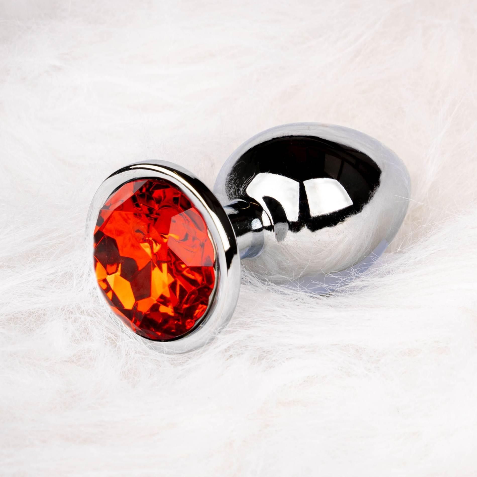 Korek analny Ouch! Round Gem L, 8.1 cm (czerwony)