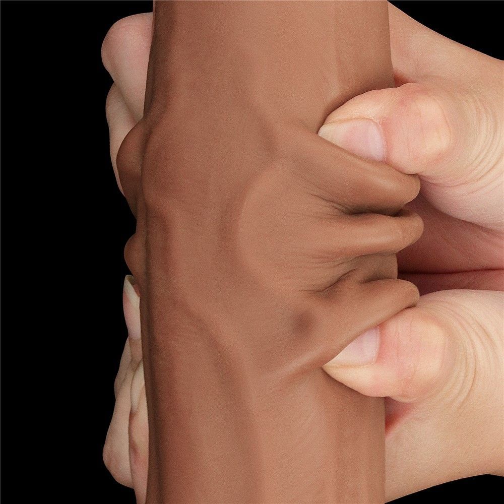 Dildo LoveToy Sliding-Skin Dual Layer Dong, 29 cm (brązowy)
