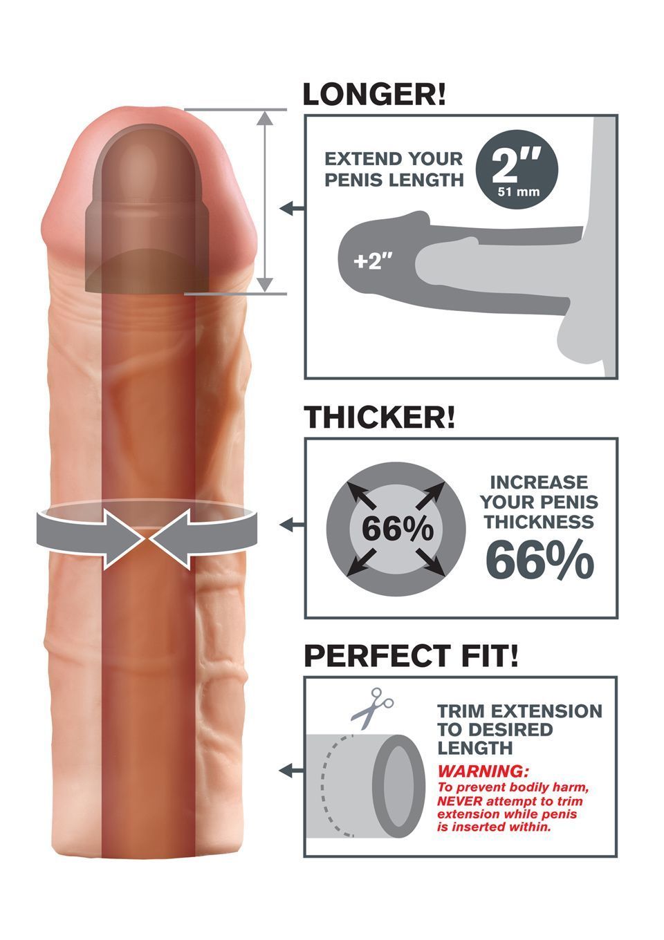Насадка для пениса Mega Extension Flesh, 20,3 см (телесный)