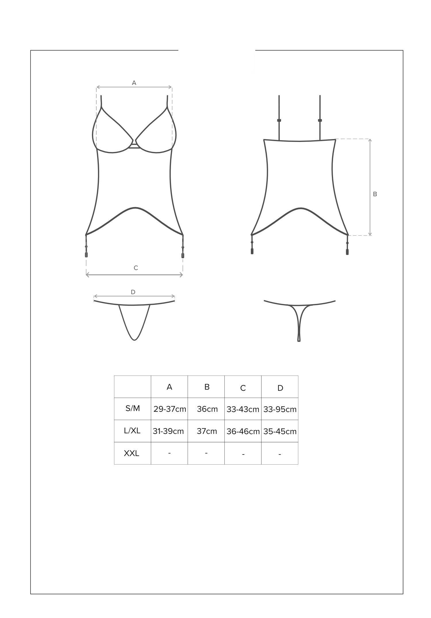 Корсет и стринги Obsessive Contica, S/M (черный)