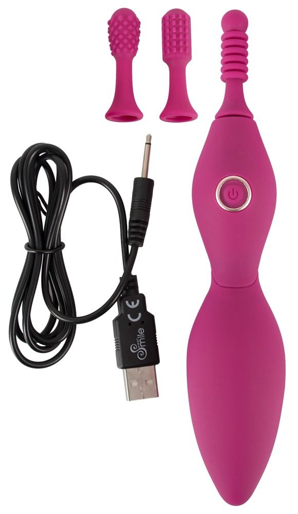 Клиторальный вибратор Sweet Smile Spot Vibrator With 3 Tips, 17,9 см (розовый)