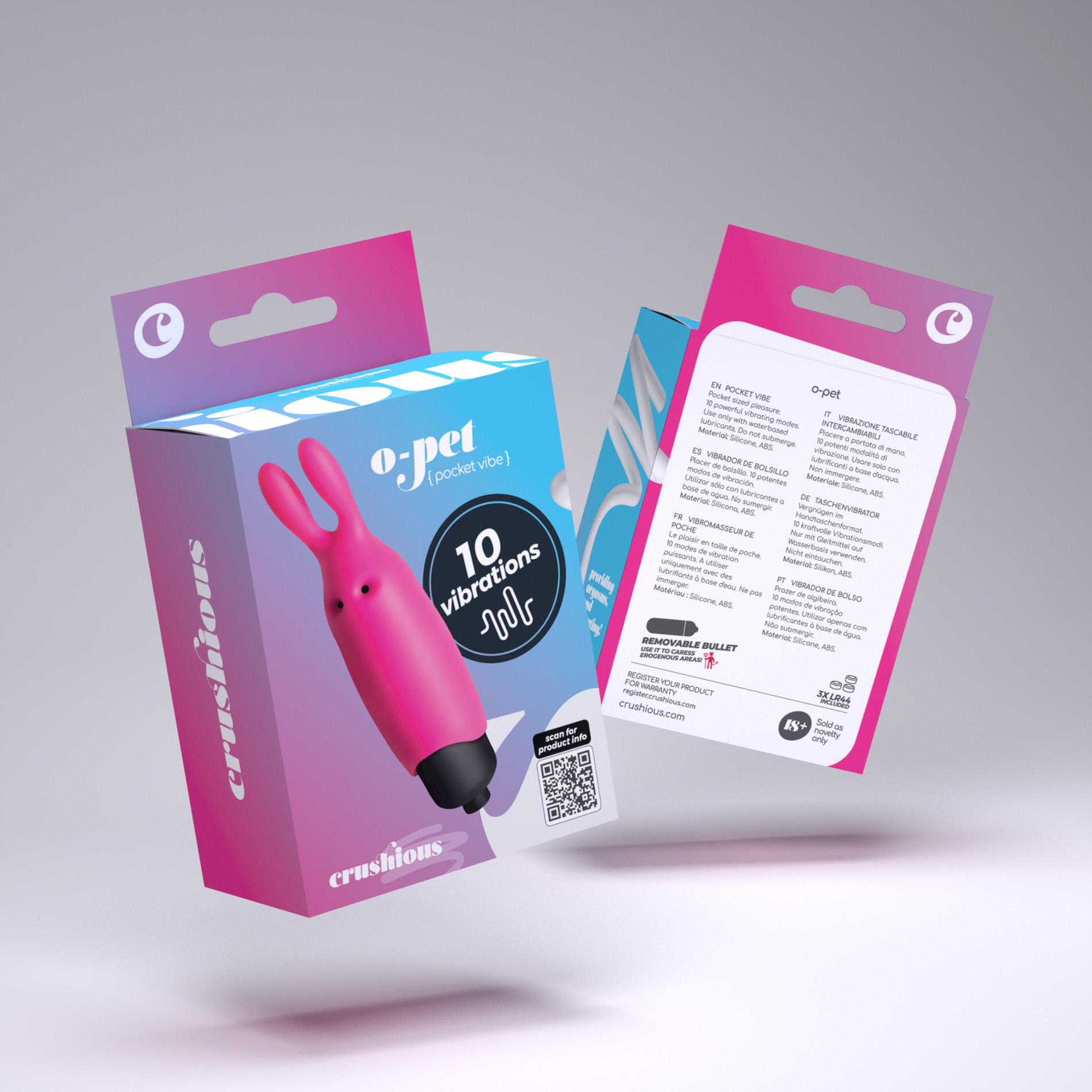 Вибратор для клитора Crushious O-Pet Vibe, 8.8 см (розовый)