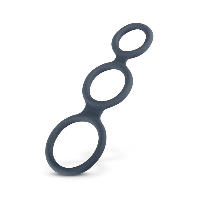 Ерекційне кільце Boners Triple Cock Ring, 18 см (сірий)