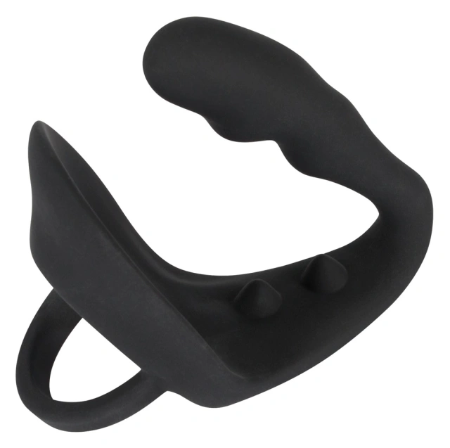 Black Velvets Ring & Plug - Stymulator prostaty, Czarny, 10.5 cm