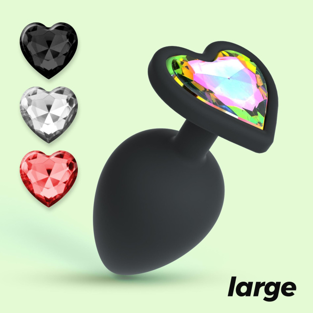 Crushious Cuore Regular L - Korek analny, Czarny, 9.5 cm