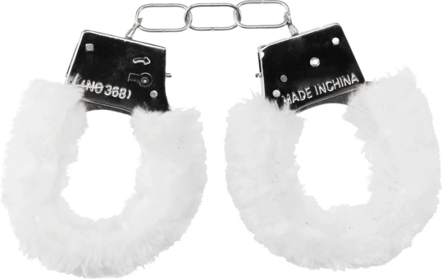 Ouch! Handcuffs Furry - Kajdanki, Biały, 28.5 cm