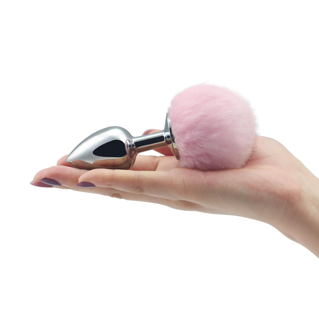Lovetoy Pompon Metal Plug Small - Korek analny, Jasnoróżowy, 7 cm, S