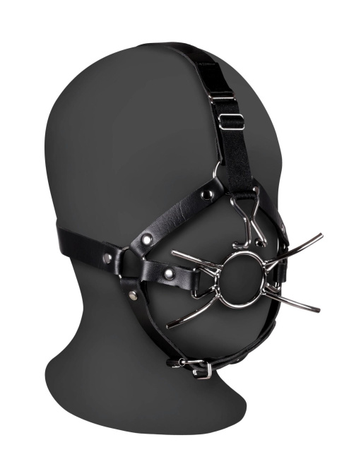 Ouch Head Harness with Spider Gag and Nose Hooks - Uprząż na głowę, Czarny, 70 cm