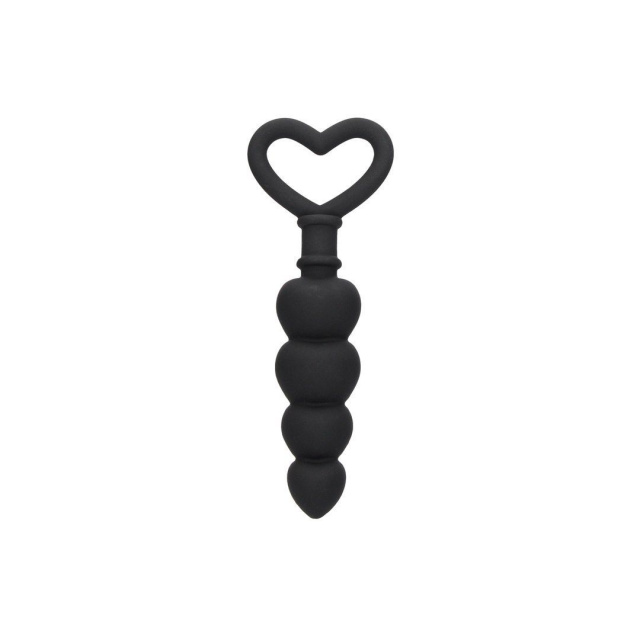 Ouch Love Beads - Korek analny, Czarny, 15, 3 cm