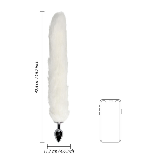 Ouch! Fox Tail - Korek analny, Biały, 7.5 cm