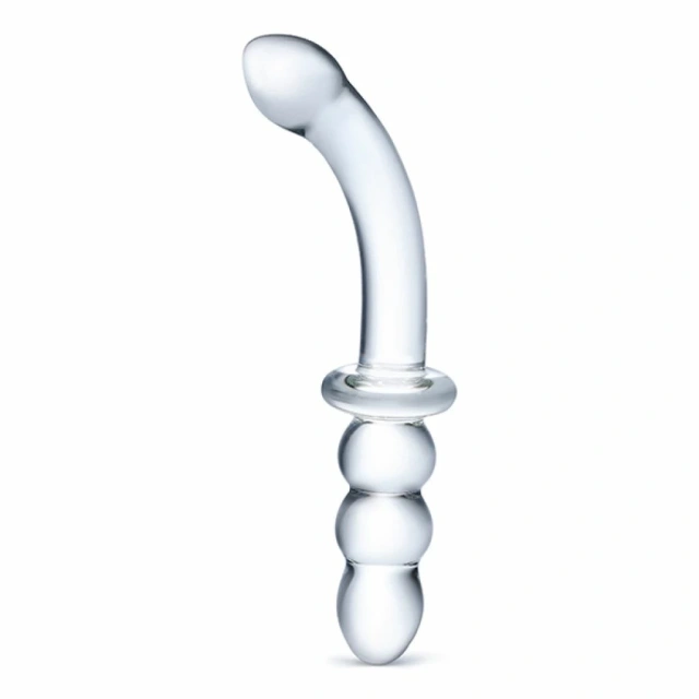 Двухсторонний фаллоимитатор G-Spot Glas Ribbed, 20.3 см (прозрачный)