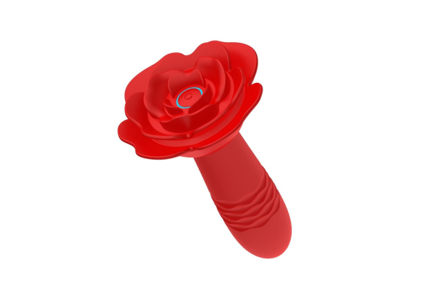 B - Series Cute Rose thrusting anal plug - Korek analny B -, Czerwony, 14 cm