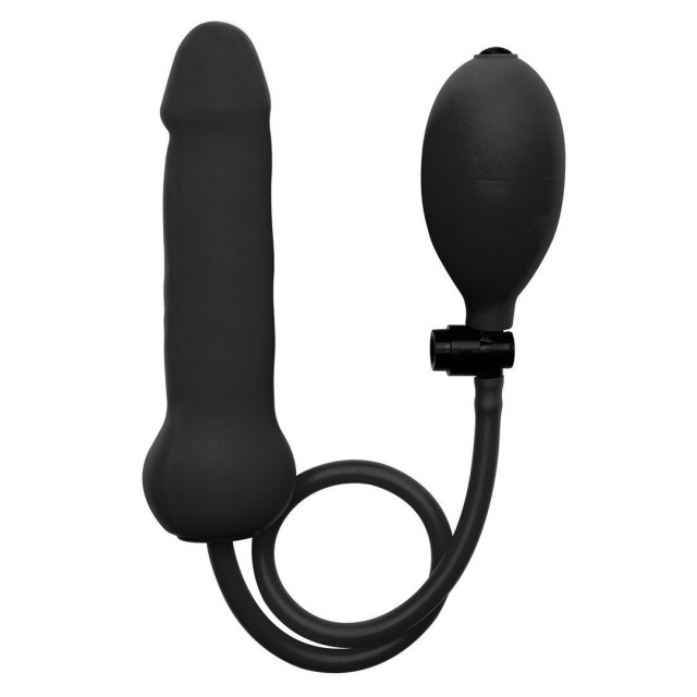 Ouch! Inflatable Silicone Dong - Korek analny, Czarny, 15.7 cm