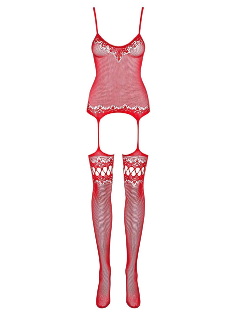 Сексуальный комбинезон в сетку Obsessive F214, S/M/L (красный)