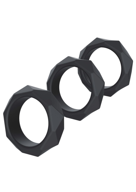 Набор эрекционных колец Hidden Desire Heavy C-Ring Set, 3 шт (черный)