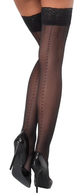 Панчохи Cottelli Legwear Hold-Ups Dot 4, One Size (чорний)