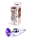 Анальна пробка з кристалом Jewellery Silver Butt Plug, 9,3 см (фіолетовий)
