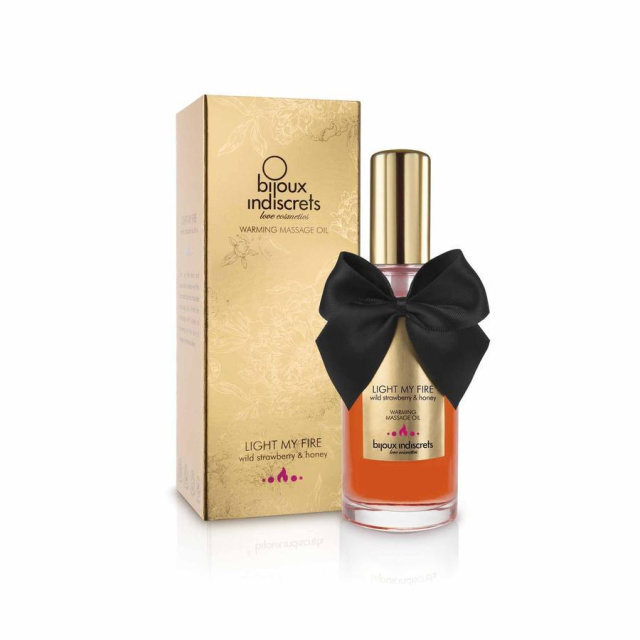 Bijoux Indiscrets Light My Fire Wild Strawberry & Honey - Olejek do masażu, Truskawka, 100 ml