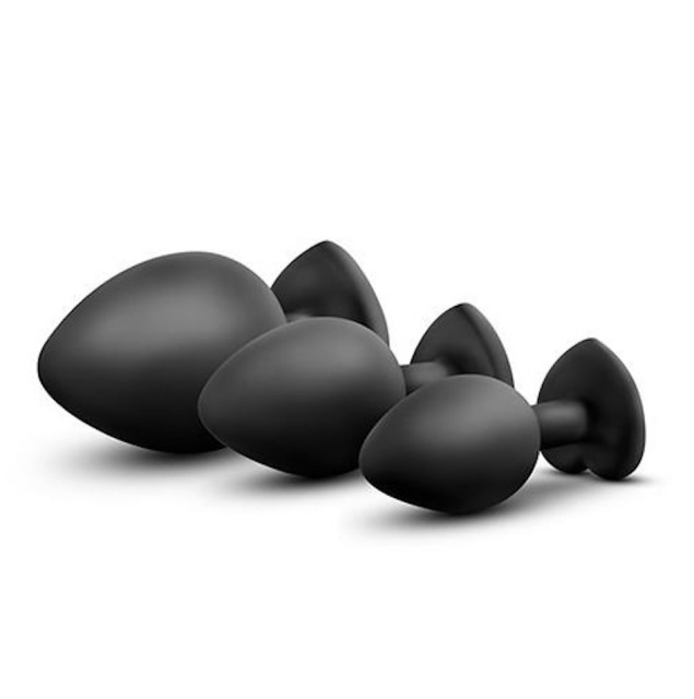 Набор анальных пробок Bling Plugs Trainer Kit, 3 шт (черный)