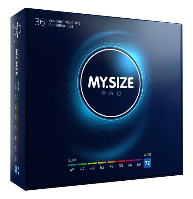 My.Size Pro 72 - Prezerwatywy, Przezroczysty, Bezzapachowy, 22.3 cm