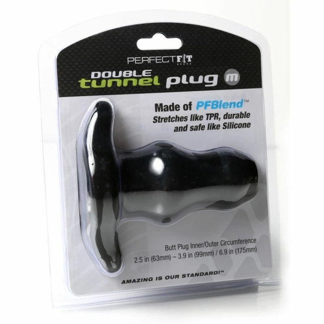 Анальний тонель Perfect Fit Double Tunnel Plug M, 12.7 см (чорный)