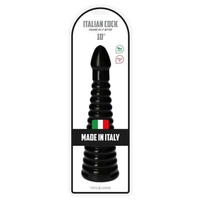 Korek analny Toyz4lovers Plug-Italian Cock 10", 26 cm (czarny)