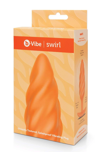 B-Vibe Swirl Texture Plug - Korek analny, Pomarańczowy, 13.5 cm