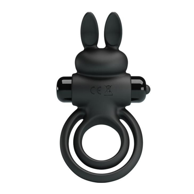 Віброкільце Pretty Love Vibro Penis Ring Bunny III, 9,7 см (чорний)