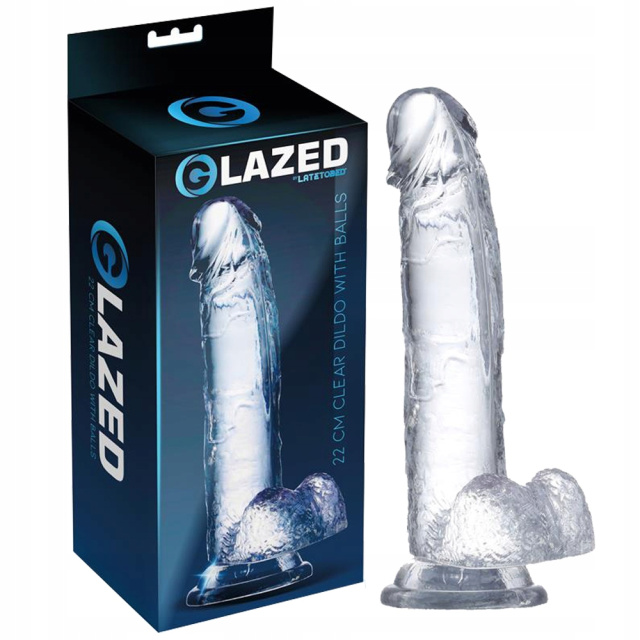 Dildo Glazed With Balls, 22 cm (przezroczysty)