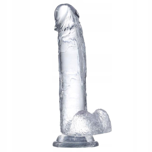 Dildo Glazed With Balls, 22 cm (przezroczysty)