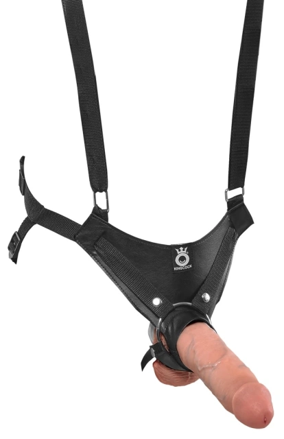 Страпон полый Pipedream King Cock 10 Hollow Strap-On Suspender System, 25 см (телесный)