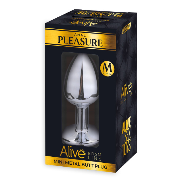 Alive Mini Metal Butt Plug M - Korek analny, Czarny, 8 cm, M