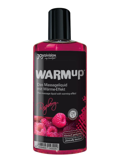 JoyDivision Warmup Raspberry - Olejek do masażu, Przezroczysty, Malina, 150 ml