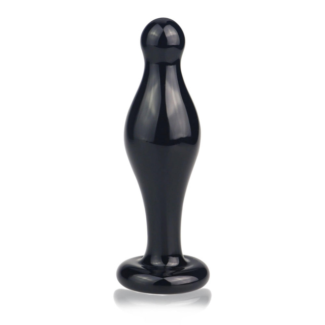 Lovetoy Glass Romance Just Fun 4.5" - Korek analny, Czarny, 11.3 cm