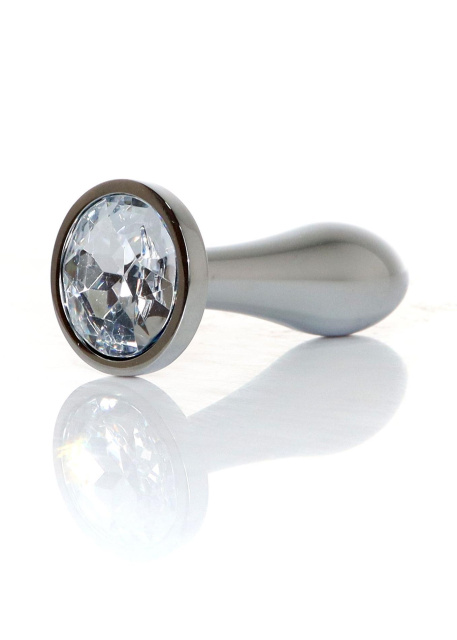 B - Series HeavyFun Jewellery Silver Plug Clear S - Korek analny, Przezroczysty, 7.7 cm, S