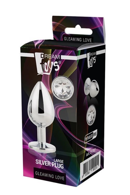 Dream Toys Gleaming Love Silver Plug Large - Korek analny, Srebro, 9.5 cm
