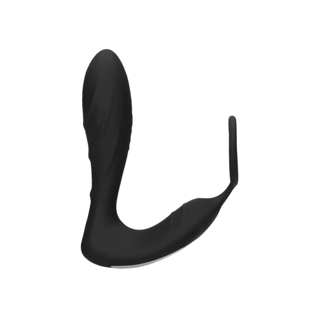 Анальна пробка Ouch! E-stim Vibrating Butt Plug Cockring, 14.5 см (чорний)