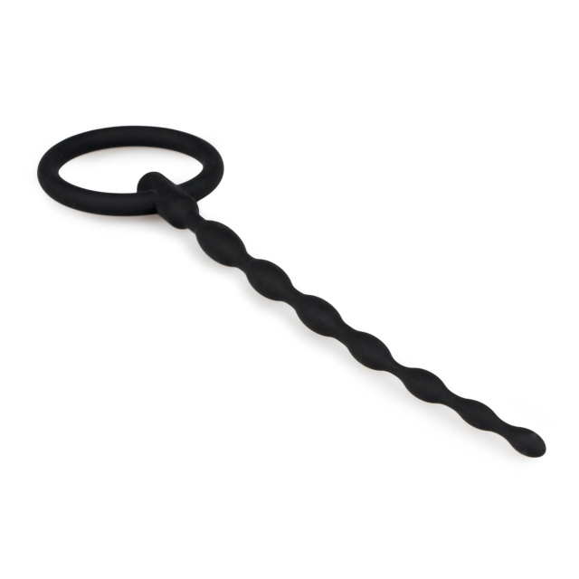 Sinner Gear Silicone Penis Plug With Pull Ring - Stymulator cewki moczowej, Czarny, 16 cm