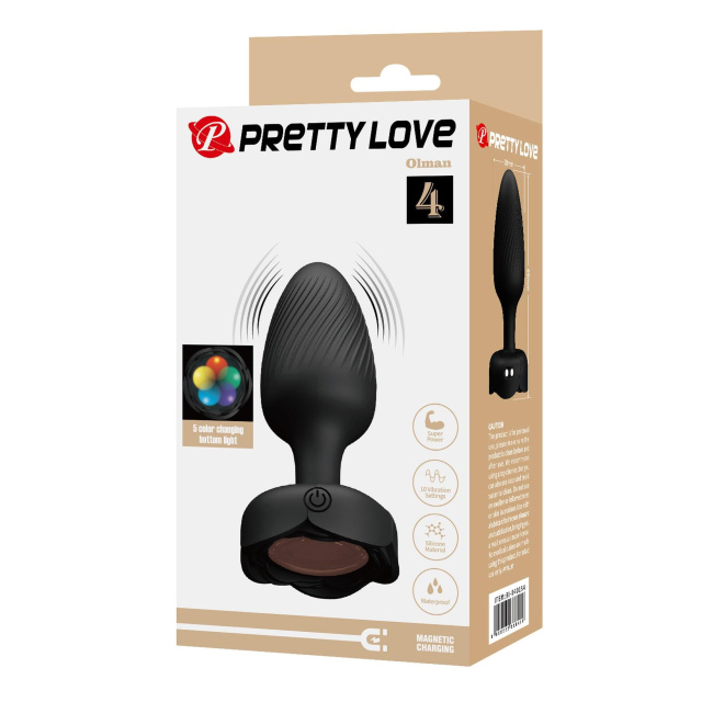 Pretty Love Olman - Korek analny, Czarny, 8.8 cm