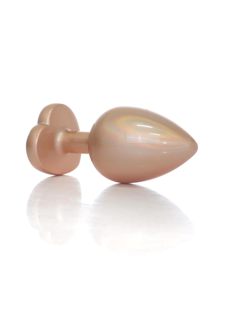 Boss Series Jewellery Pearl Gold Heart Plug - Korek analny z kryształkiem, Przezroczysty, 8 cm, M