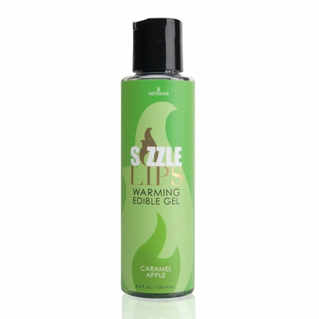 Sensuva Sizzle Lips - Rozgrzewający żel do masażu, Przezroczysty, Jabłko, 125 ml
