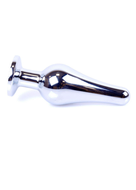 B - Series HeavyFun Jewellery Silver Butt Plug - Korek analny z kryształkiem, Fioletowy, 9, 3 cm
