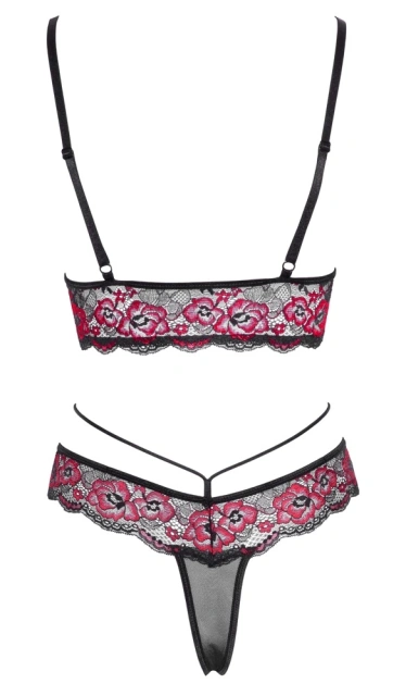 Комплект білизни Cottelli Lingerie Bra Set, L (чорний з червоним)