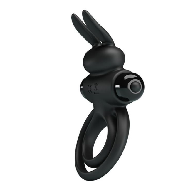 Віброкільце Pretty Love Vibro Penis Ring Bunny III, 9,7 см (чорний)