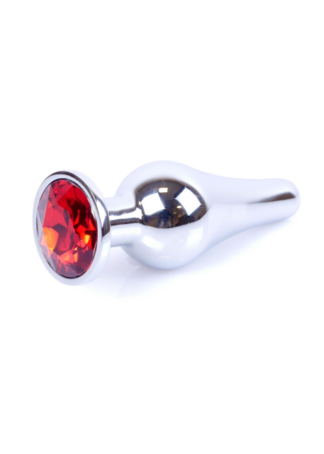 B - Series HeavyFun Jewellery Silver Plug - Korek analny, Czerwony, 9.5 cm